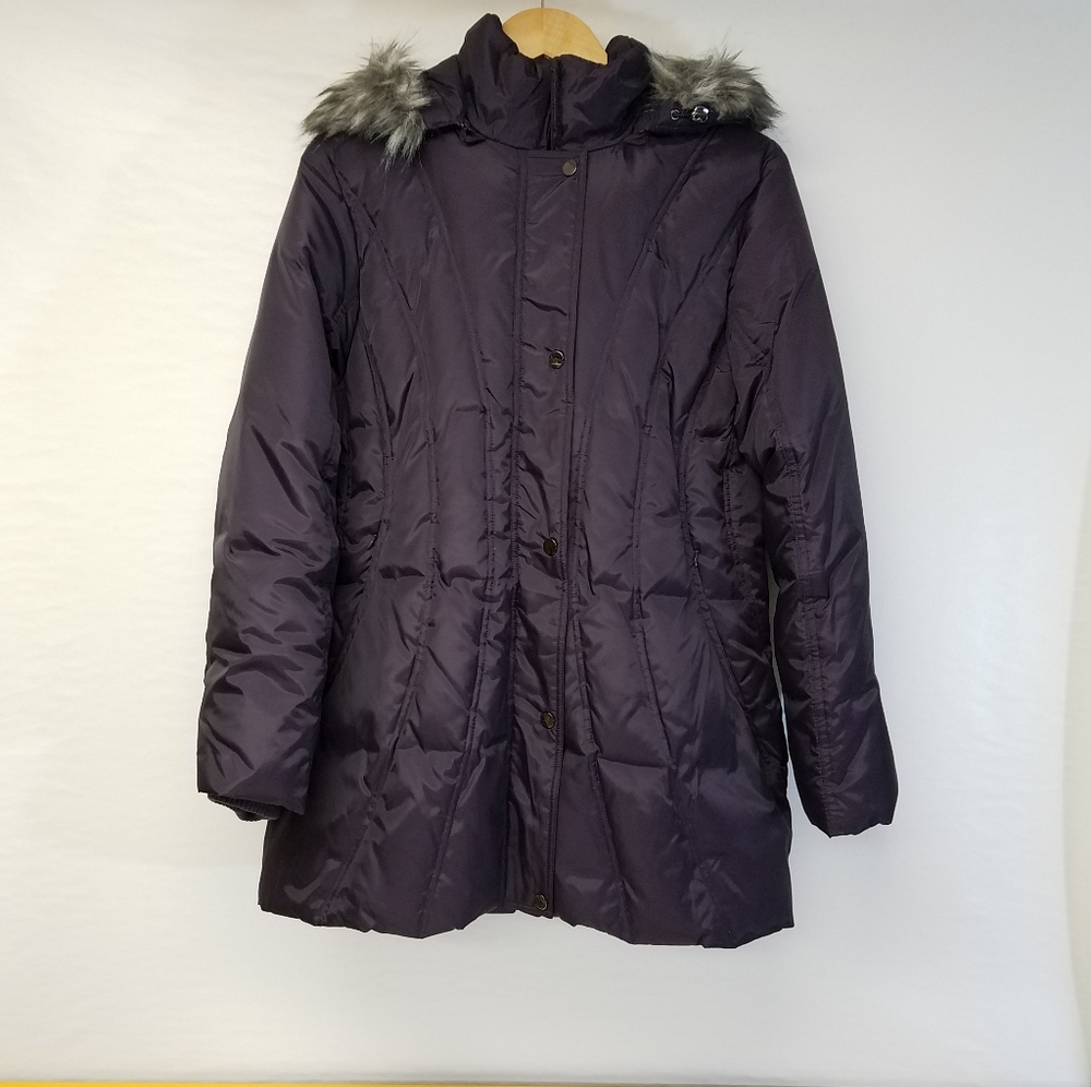 London Fog Quilted Jacket w/ Faux Fur On Hood NWOT